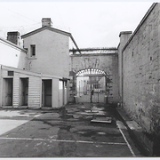 Campbell Street Gaol, Hobart - Internal courtyard showing outside wall, entry gates and outbuildings